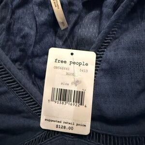 Free People Go Lightly Swing Dress SzSm Deep V-Neck Mini Blue Boho